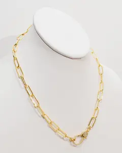 Carabiner Micro Pave Large Paperclip Necklace