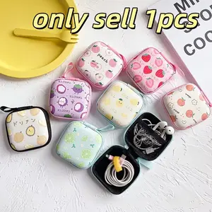 Multicolor Fruit Pattern Eva Hard Shell Handheld Storage Pouch, Ideal for Apple Bluetooth-compatible Earphones, Data Cable Organizer, Kids' Coin Purse