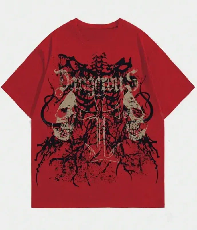 Vintage Y2K Affliction Grunge Punk Men Gothic - Style Skull And Cross Printed T-Shirt For Men Women, Top Menswear Streetwear Crewneck Shortsleeve Tshirt Tropical