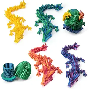 Printed  Maze Dragon Eggs with 4 Articulated  Dragon Inside, Easter Ornament & Basket Stuffers  Fidget Toys for  & Adults, Tabletop Decor Collectible (Gradient Blue-Green)