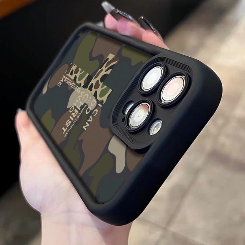 Camouflage Pattern With Cross Phone Case Iconic Christian Faith Artwork Featuring A Thickened Soft Tpu Back And Raised Camera Step Design Blending Cloud-Like Comfort With Reliable Lens Protection For iPhone 17 16 15 14 13 12 11 X XS