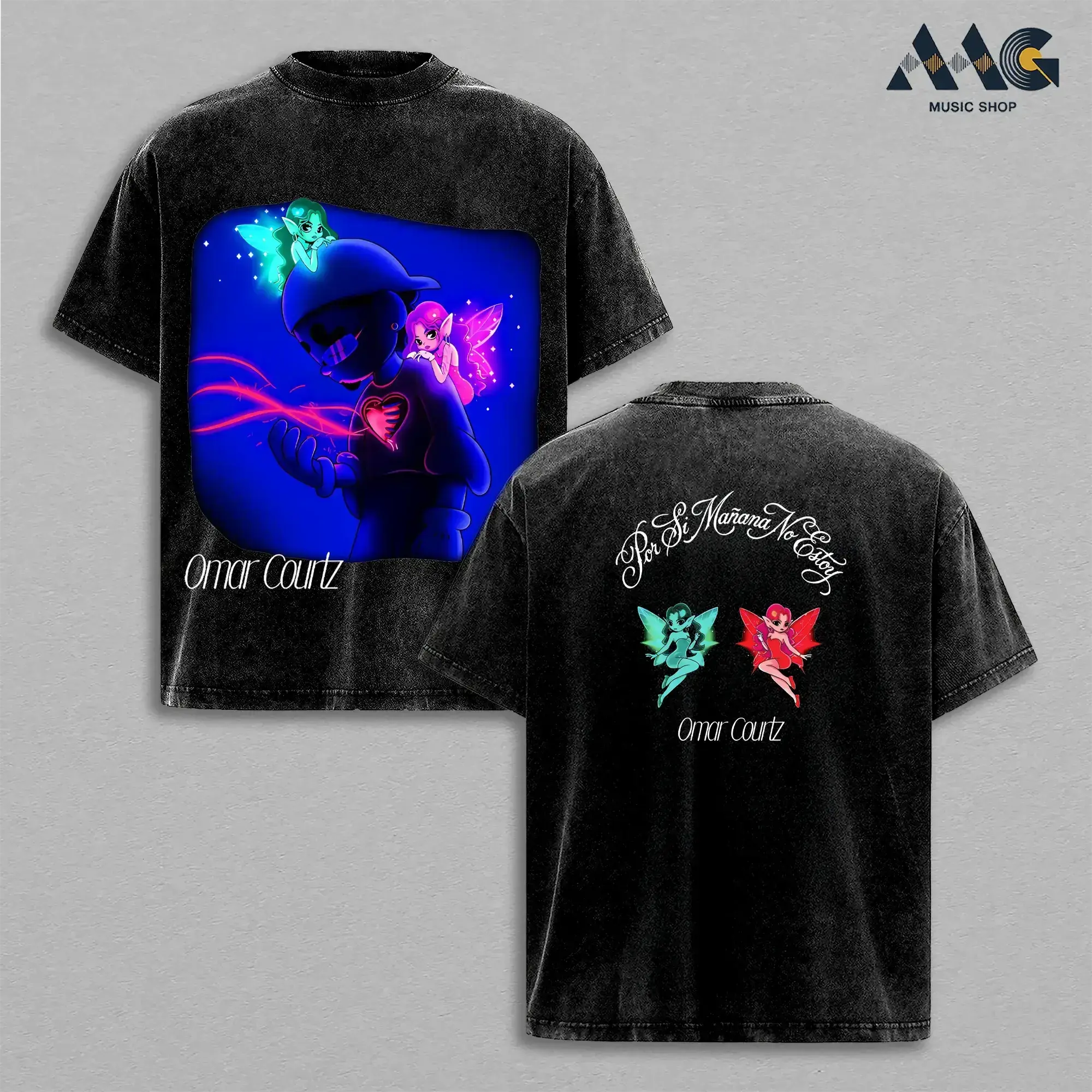 Omar Courtz Por Si Manana No Estoy Fairy Tee Neon Glow Skull Elf Shirt - Ousi Reggaeton Latin Trap Music Merch Oversized Black T-Shirt Graphic Concert Outfit Apparel Streetwear Cotton Unisex Festival Tee 2026 Tour