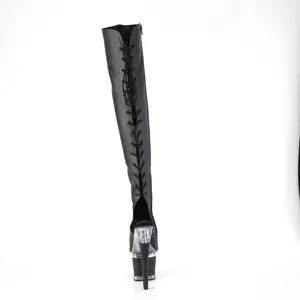 Women's 7-in Platform Boot, SPECTATOR-3019 Black PU-Black Heel Shoe, Stylish Footwear