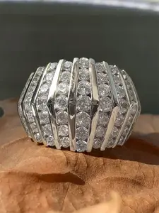 1 PC Luxury Cubic Zirconia Pave Ring For Women For Wedding Valentine's Day Gift Jewelry Wedding Engagement Ring
