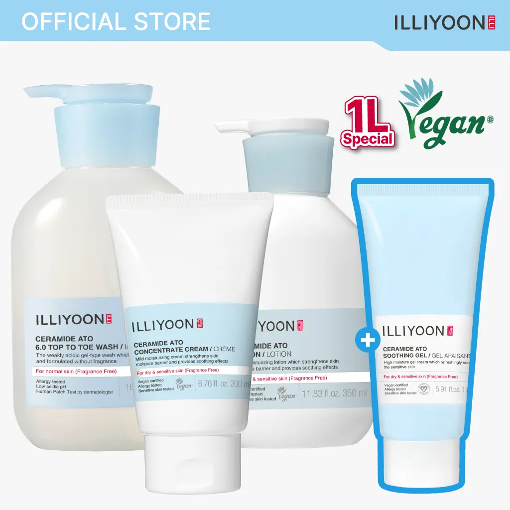 [+FREE Gift] 1L Ceramide Ato Problem Skin Complete Care Trio| Damaged Barrier Repair, Fragrance-Free, Baby-Safe, Repair Cream + Relief Lotion + Gentle Wash