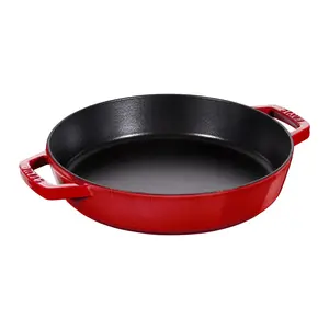 STAUB Enameled Cast Iron Fry Pan, 13-inch Double Handled Deep Dish, Made in France