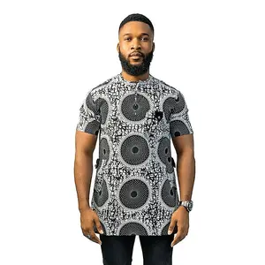 White Ankara Shirt, African Men Clothing, African Men's Wear, Ankara Shirt...