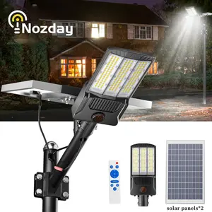 9800W Solar Street Lights Outdoor, 600000LM 6500K High Powered Commercial Parking Lot Lights Dusk to Dawn, Waterproof Solar Security Flood Lights with Remote for Yards, Driveways