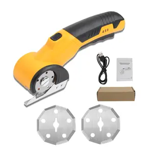Cordless Rechargeable Electric Scissors, Portable Cutter, Rechargeable Powerful Rotary Box Cutter with 2 Blades for Fabric, Carpet, Leather, Cardboard, Supplies Crafts Sewing Tools Gift