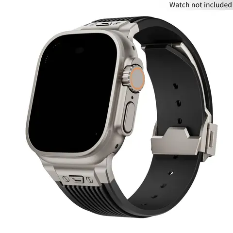 Adjustable Foldable Watch Band, Solid Color Liquid Silicone Watch Band, 1 Count Smart Watch Straps Fashion Wearable Accessories for Apple Watch Series 9 8 7 6 5 SE, Smartwatch Accessories (Band Only)