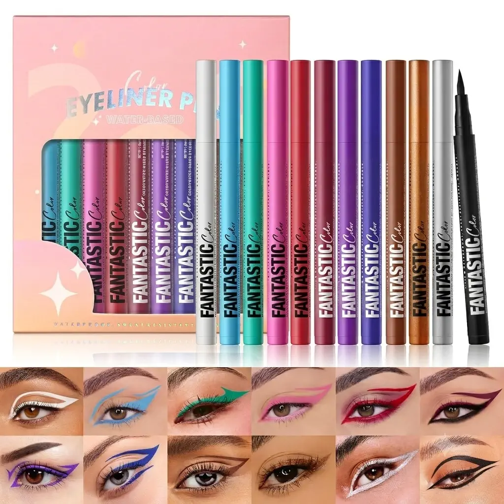 Matte Liquid Eyeliner Set, Neon Colorful Pigmented With Long-lasting, Smudgeproof & Waterproof Eye Liner Makeup for Bold & Stunning Looks