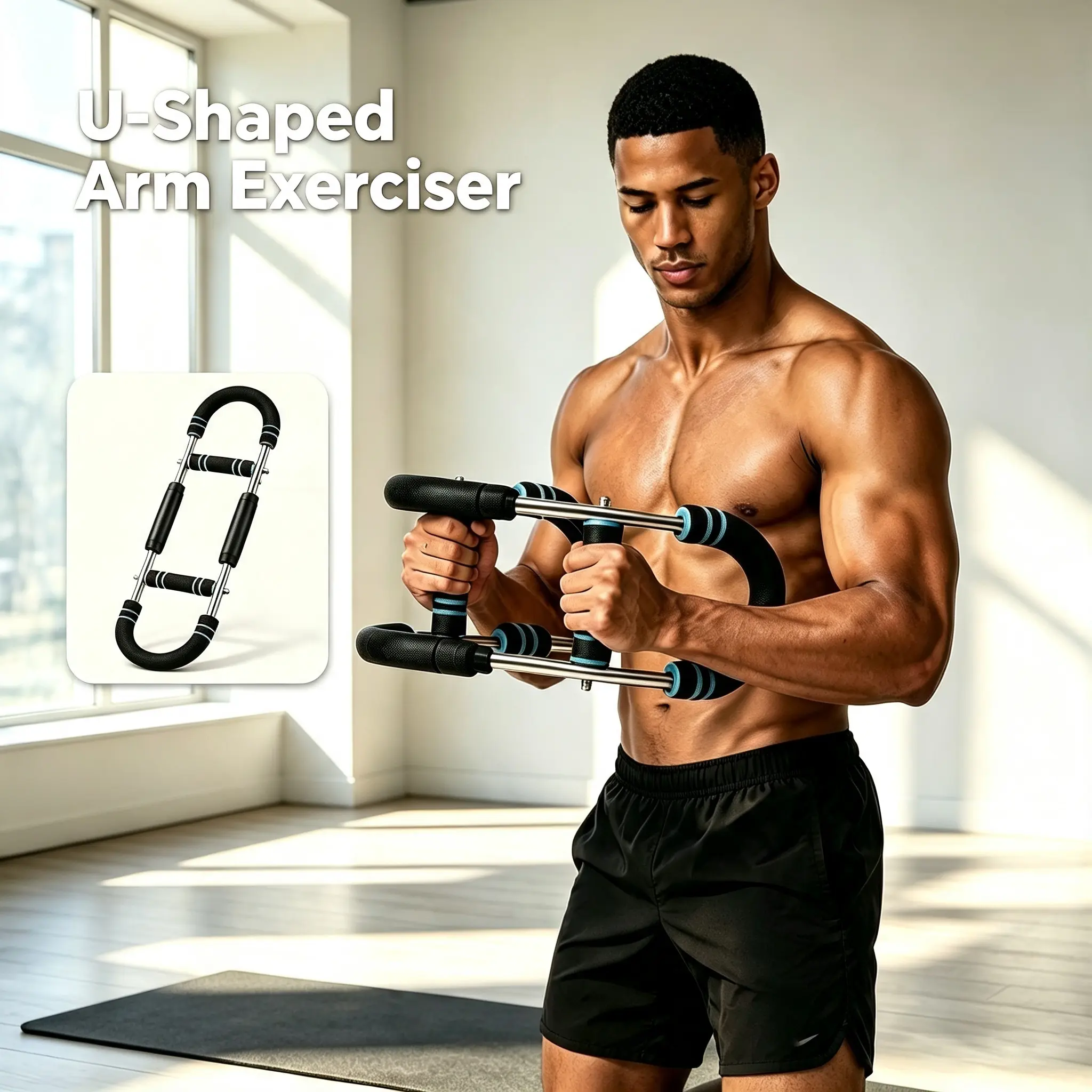 Adjustable U-Shaped Twister Arm Exerciser, Multifunctional Arm Strength Trainer, Portable Chest & Arm Workout Equipment Home Gym Fitness Gear for Men