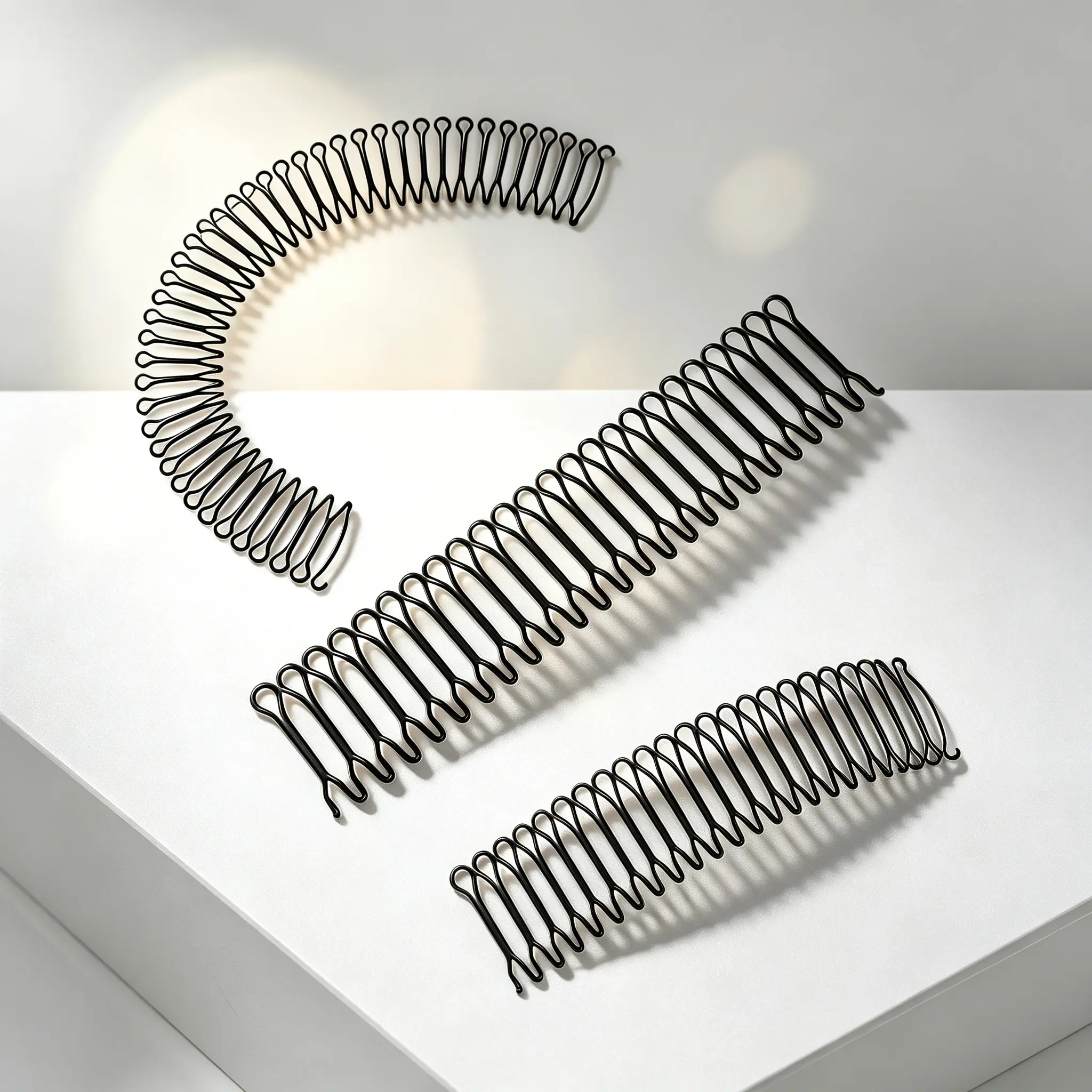 U Shape Hair Finishing Fixer Comb, 3 Pieces Bobby Bangs Holder Styling Tool Stretchable Hair Pin U Shape Wavy Comb Clips Spring Headband Circle Styling Black Pins Bun Hairpins for Women Girl