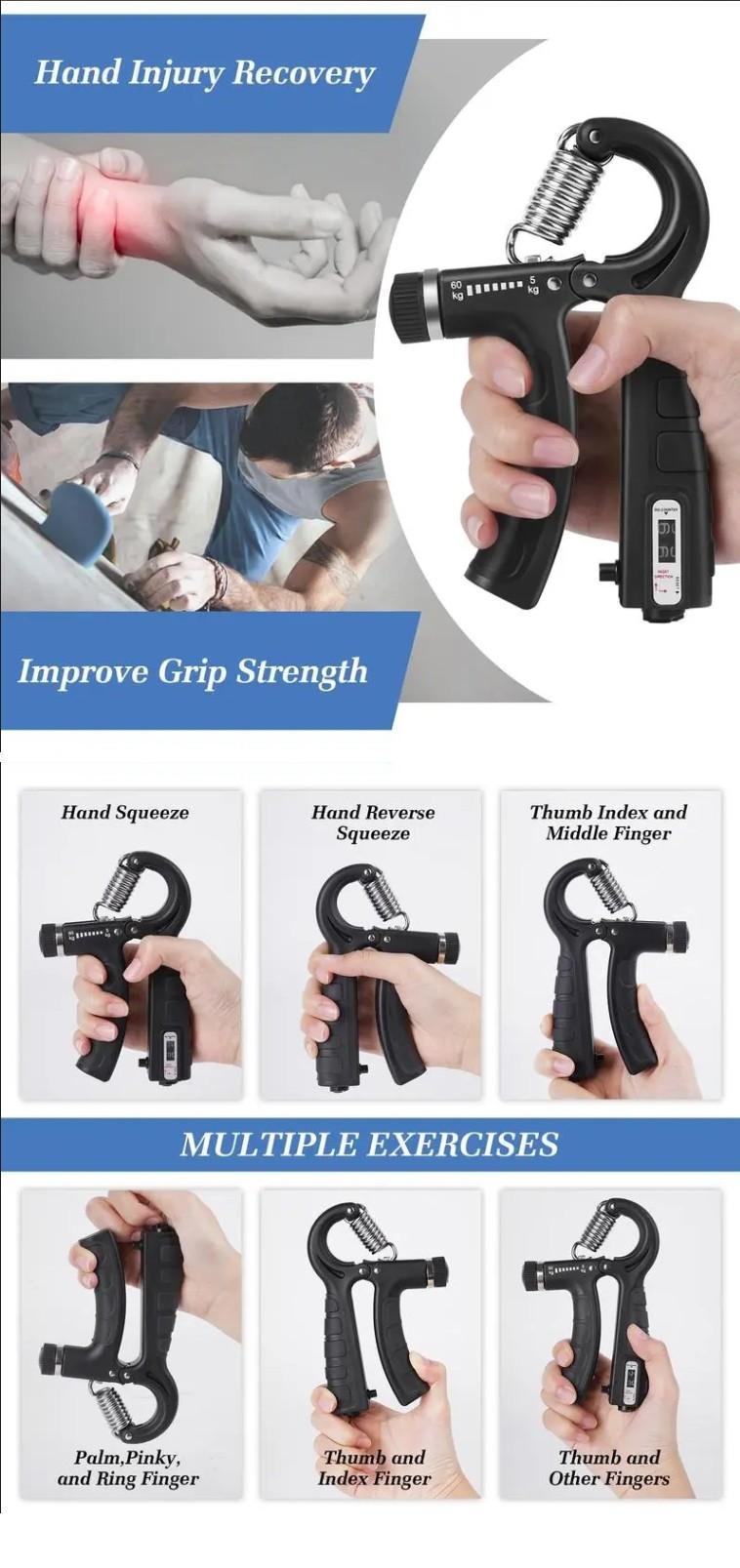On-the-Go Grip Strengthener Adjustable Hand Trainer for Anytime Forearm Workouts with Resistance and Multiple Accessories for Travel Enthusiasts