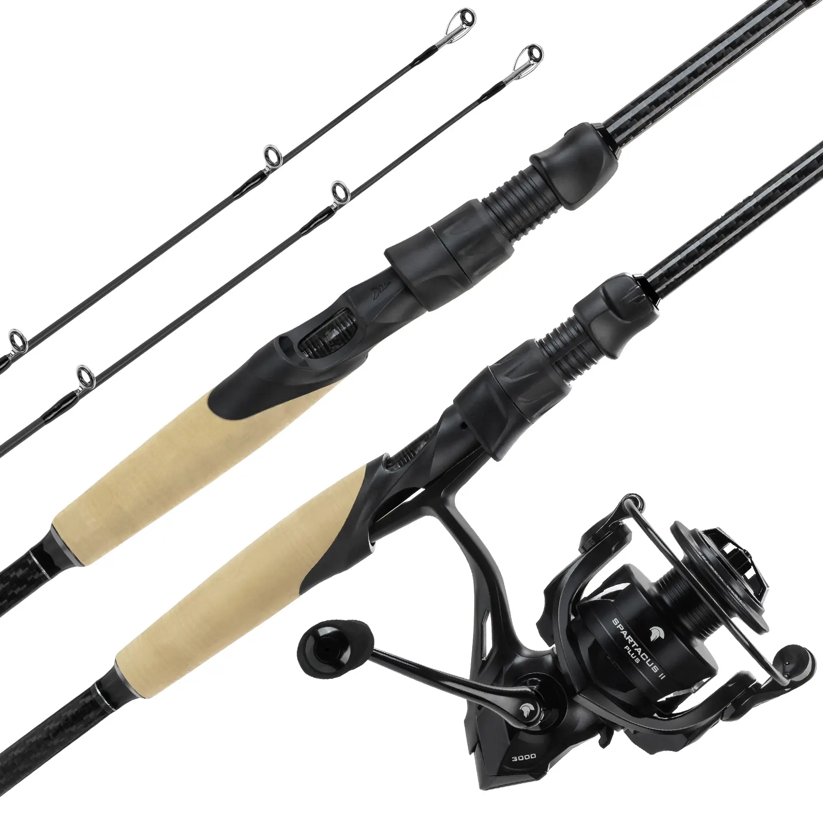 Black (2 Pcs Rods) - 7'0"/Mediium /3000 Reel