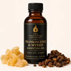 Organic Frankincense & Myrrh Anointing Oil - Sacred Botanical, Olive-Based Blend for Health, Wellness, Aromatherapy, Prayer & Worship