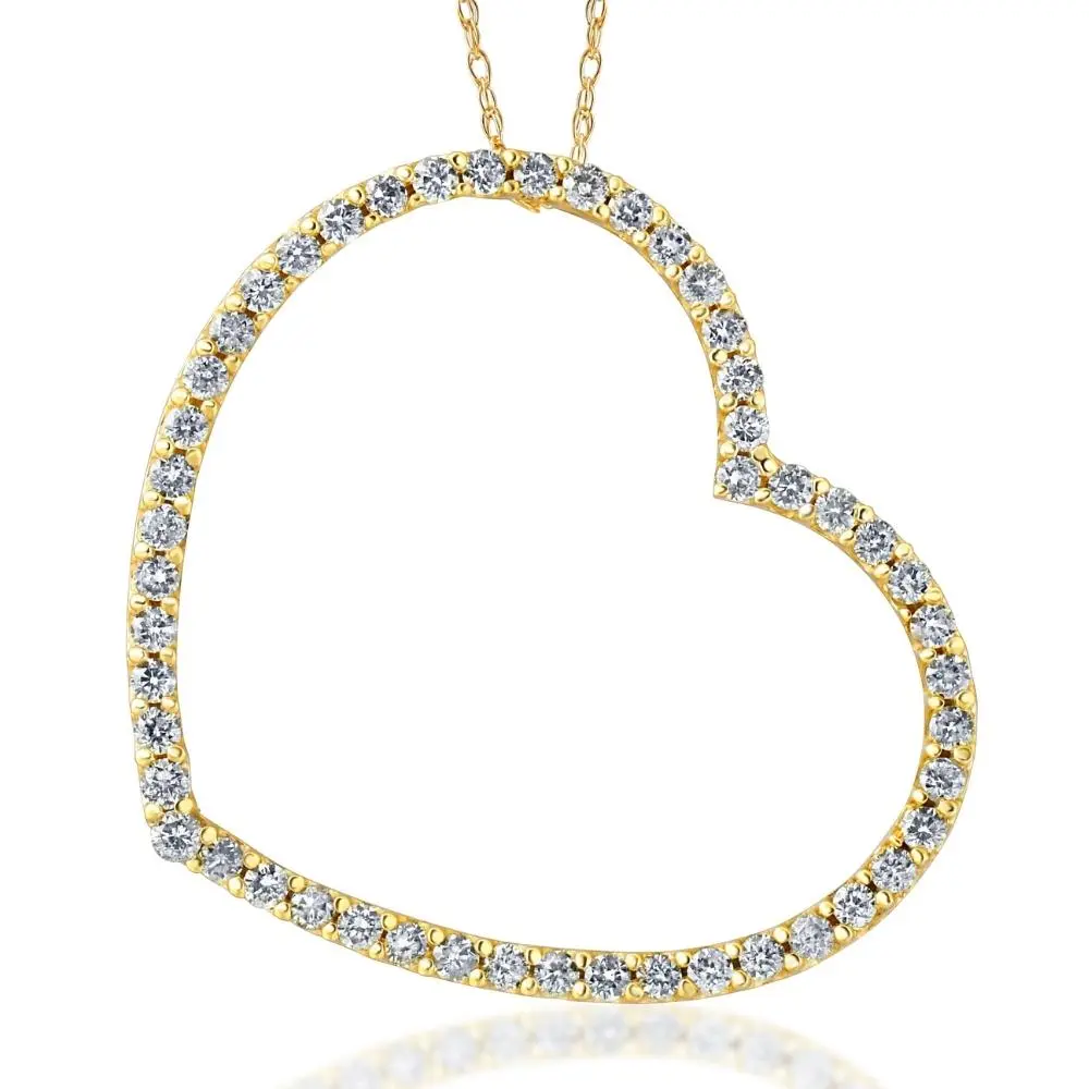 1ct Diamond Large Heart Shape Pendant 10k Yellow Gold