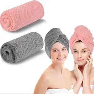 2 Pack Microfiber Hair Towel Wrap for Women, Super Absorbent Quick Dry Hair Turban, Anti Frizz, Large Hair Drying Towel with Button, Soft Absorbent Towel, Quick Drying Towels