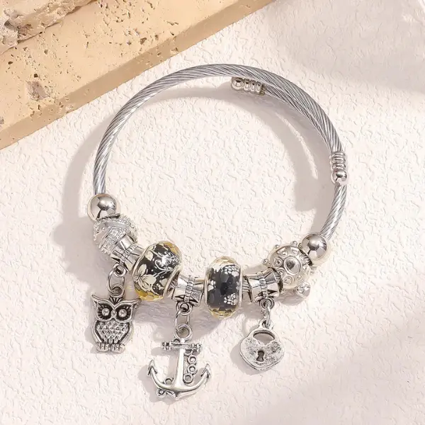 Halloween Fall Gift Accessories Korean Crystal Tree of Life Bracelet - Metal Peach Heart Design