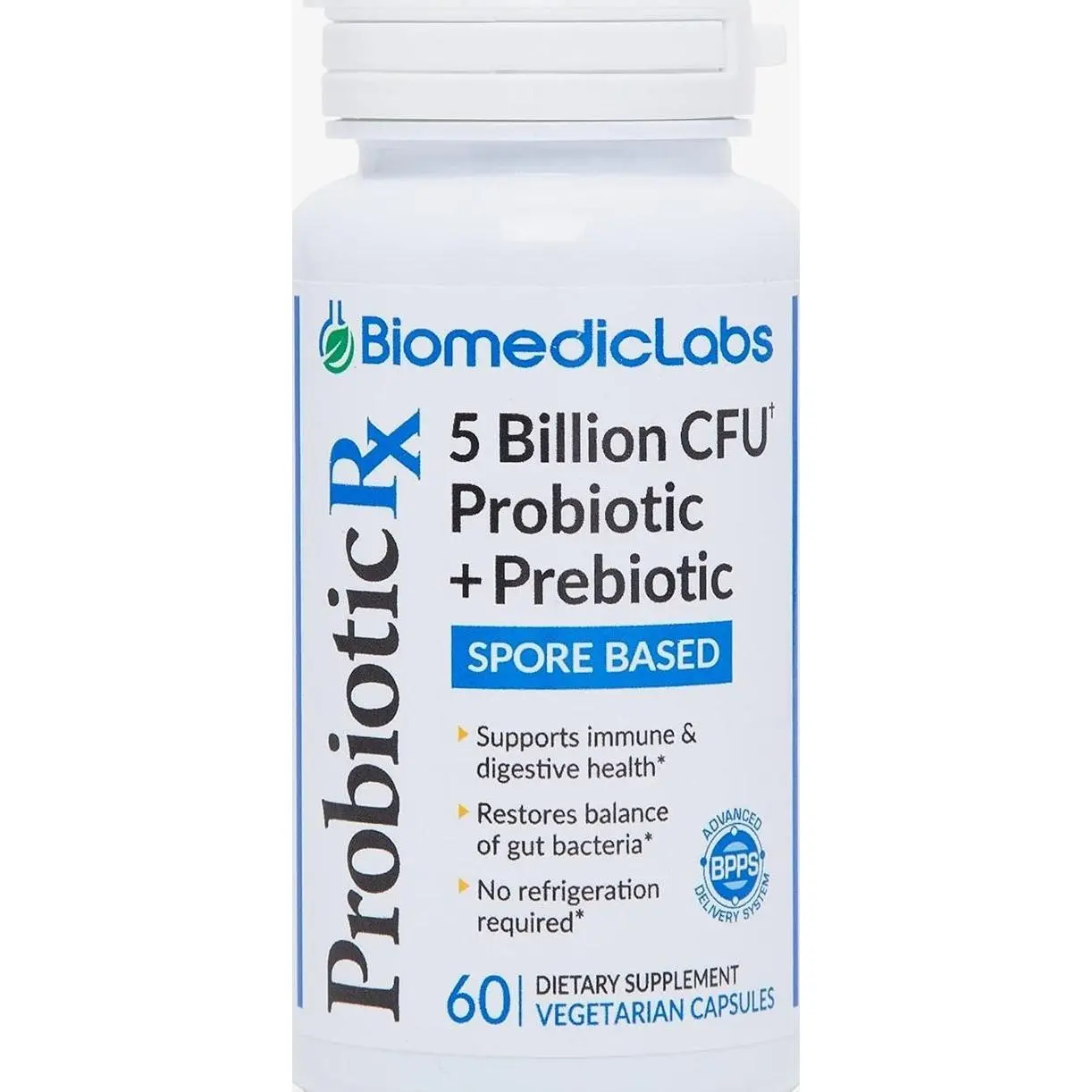 Probiotic Rx: 5 Billion CFU – Probiotic + Prebiotic - Spore-Based – 60-Day Supply - SBO - Supports Immune & Gut Health - Soil-Based Organisms - No Refrigeration Required
