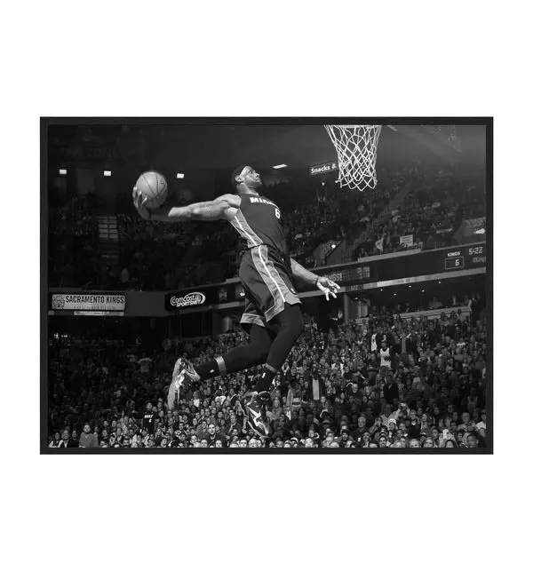 Legendary Dunk Poster – Black & White Basketball Art Print, Unframed