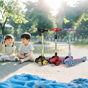 WINHOPE Red Kids Scooter (3-8Y) | 4-Level Adjustable Handle + Colorful Light Wheels | Foldable & All-Terrain！