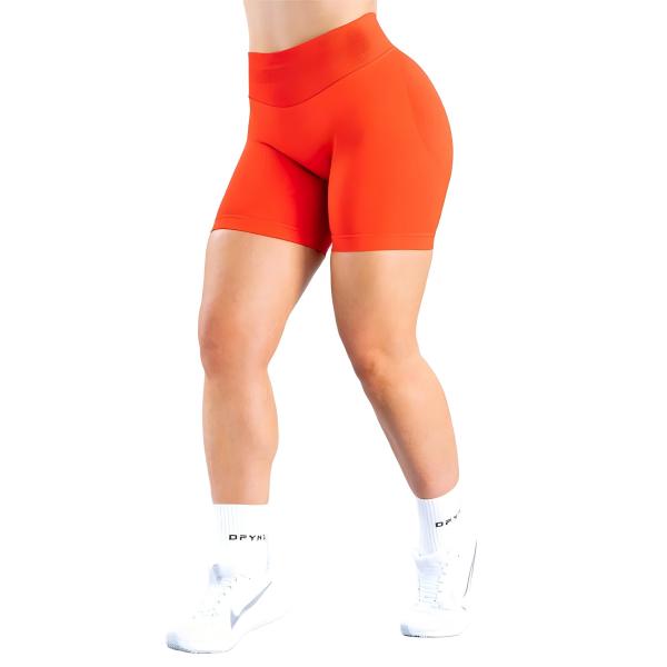 <WITH LOGO> DFYNE Women's athletic shorts - Seamless shaping design with a lift-up feature, suitable for yoga, fitness, cycling, hiking, running, sports, outdoor leisure, and other occasions