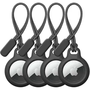 4 Pack Case for Apple AirTag Holder, Kiewhay Cases Holder for Apple AirTags, AirTag Keychain with Rugged Strap - Protective Hard Shell AirTag Keychain for Dog Collar,Cat Collar,Keys,Luggage,Backpack