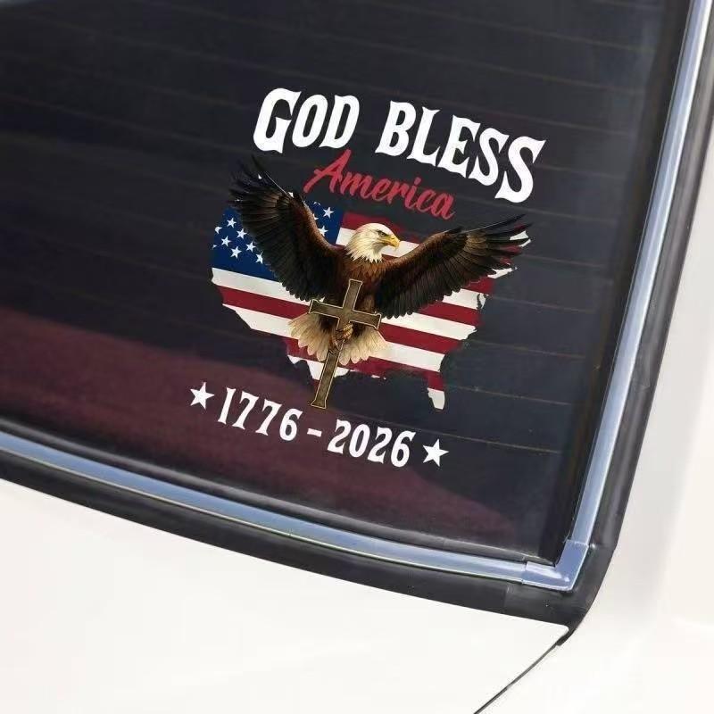 USA 250th Anniversary Car Decal 1776-2026, God Bless America Sticker with Bald Eagle, Cross & Flag, Waterproof Vinyl for Trucks, RVs, Laptops, 3 Sizes (6"/8"/12"), 2026 Sestercentennial Commemorative Veteran Gift, Patriotic Window Sticker summerwins USA 250th Anniversary Car Decal 1776-2026, God Bless America Sticker with Bald Eagle, Cross & Flag, Waterproof Vinyl for Trucks, RVs, Laptops, 3 Sizes (6"/8"/12"), 2026 Sestercentennial Commemorative Veteran Gift, Patriotic Window Sticker summerwins