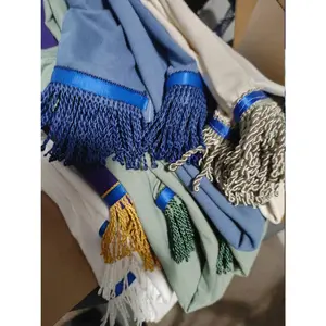 6x Bundled Fringed T-shirts w/ Blue Border