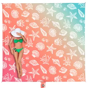 WEKAPO Sand-Free Beach Blanket – Extra Large Waterproof Beach Mat with Stakes & Built-in Bag for Camping, Travel & Picnic