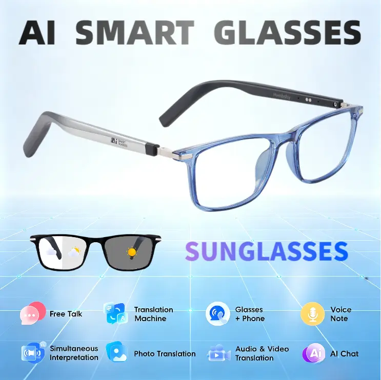 Smart AI Audio Glasses with Translation in 160 Languages, HD Sound and Voice Calls, Hands-Free Operation For Men Women, Lightweight and Comfortable, Ideal for Travel, Outdoor Activities, and Daily Wear.