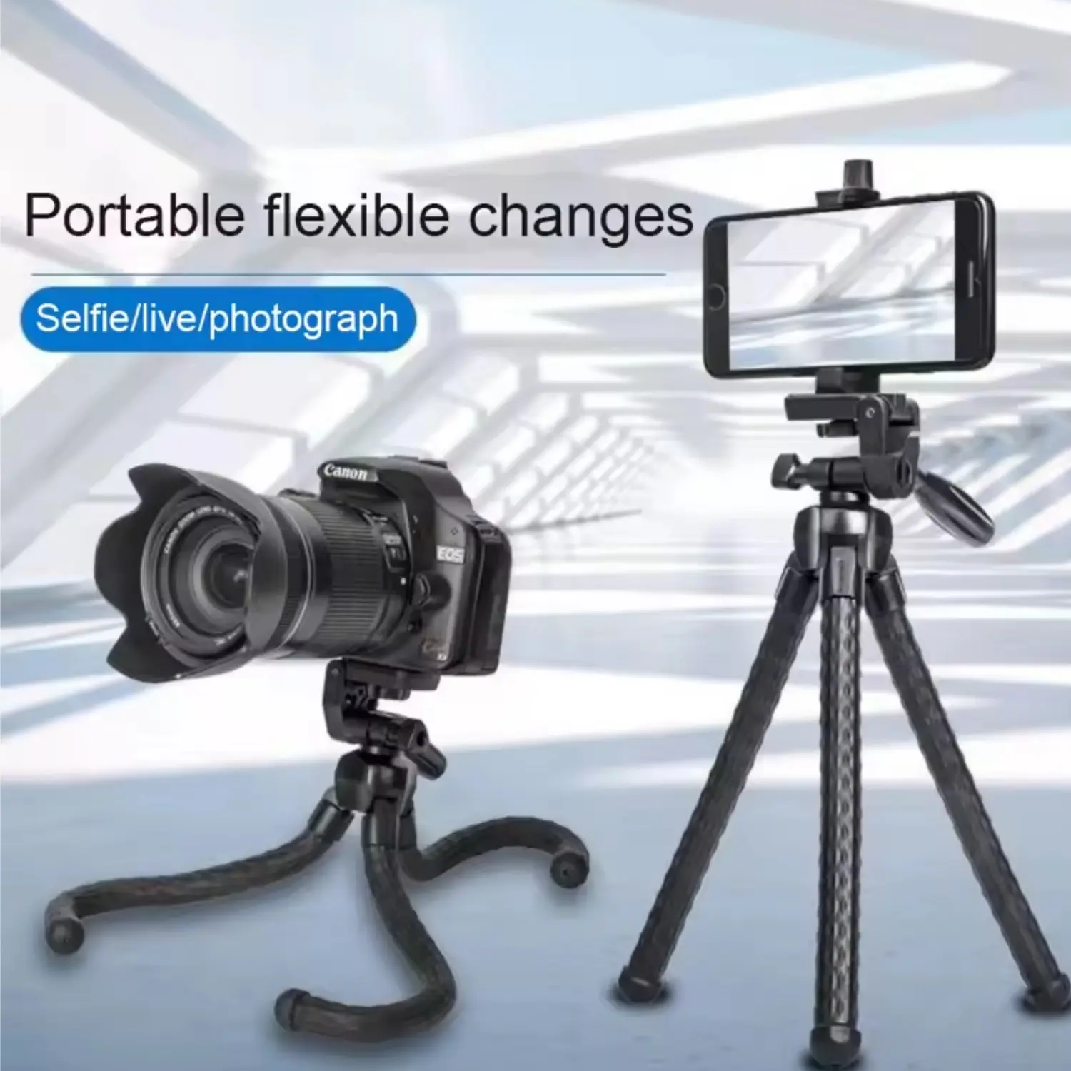360 Degree Rotation Remote Control Handheld Tripod Monopod Selfie Stick, Flexible Portable Phone Holder Universal