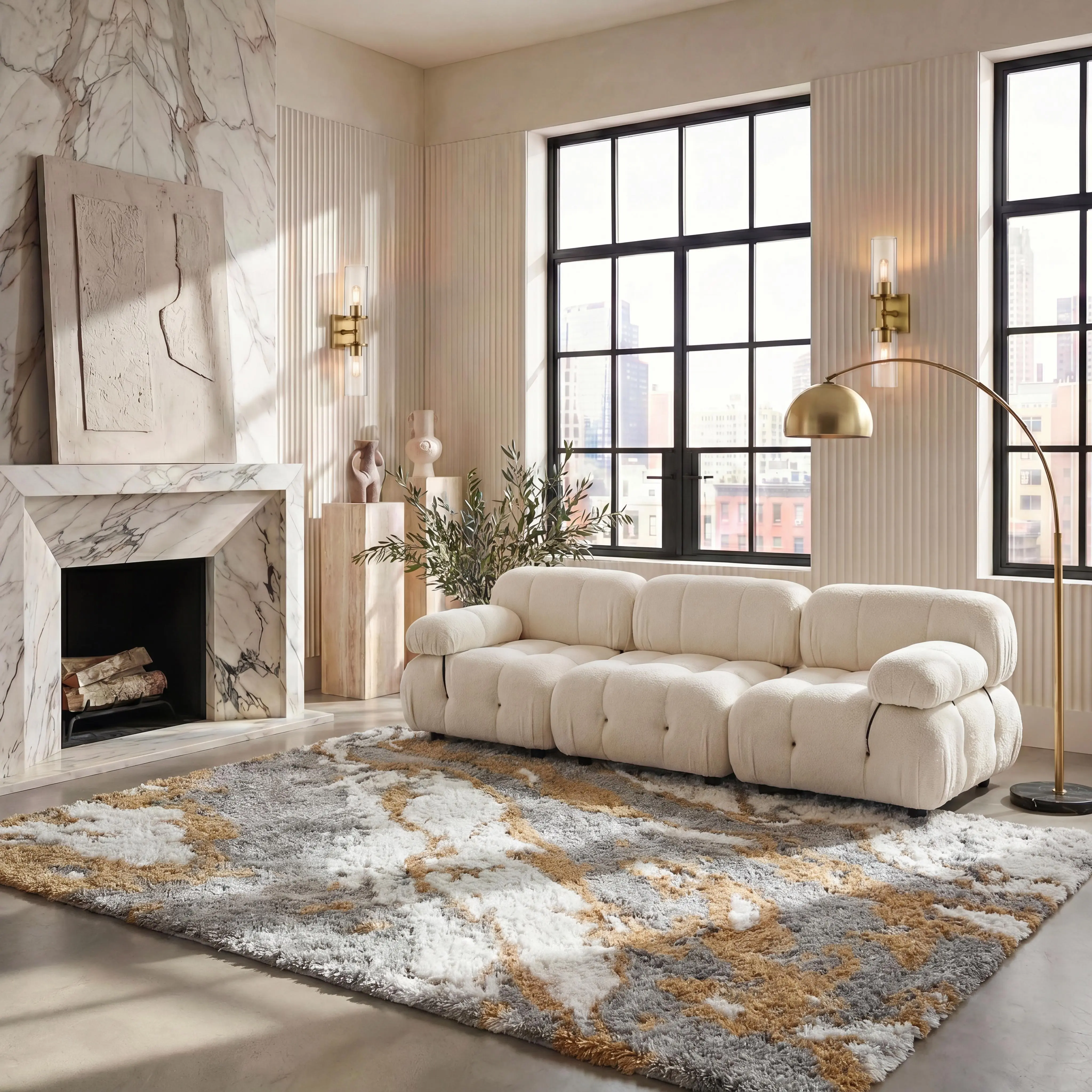 SAFAVIEH Horizon Shag Collection HZN890D Gray / Gold Area&Runner Rug