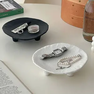1count Ceramic Storage Plate, Aromatherapy Jewelry Display Tray, Entryway Desktop Organizer, High-End Artistic Serving Platter