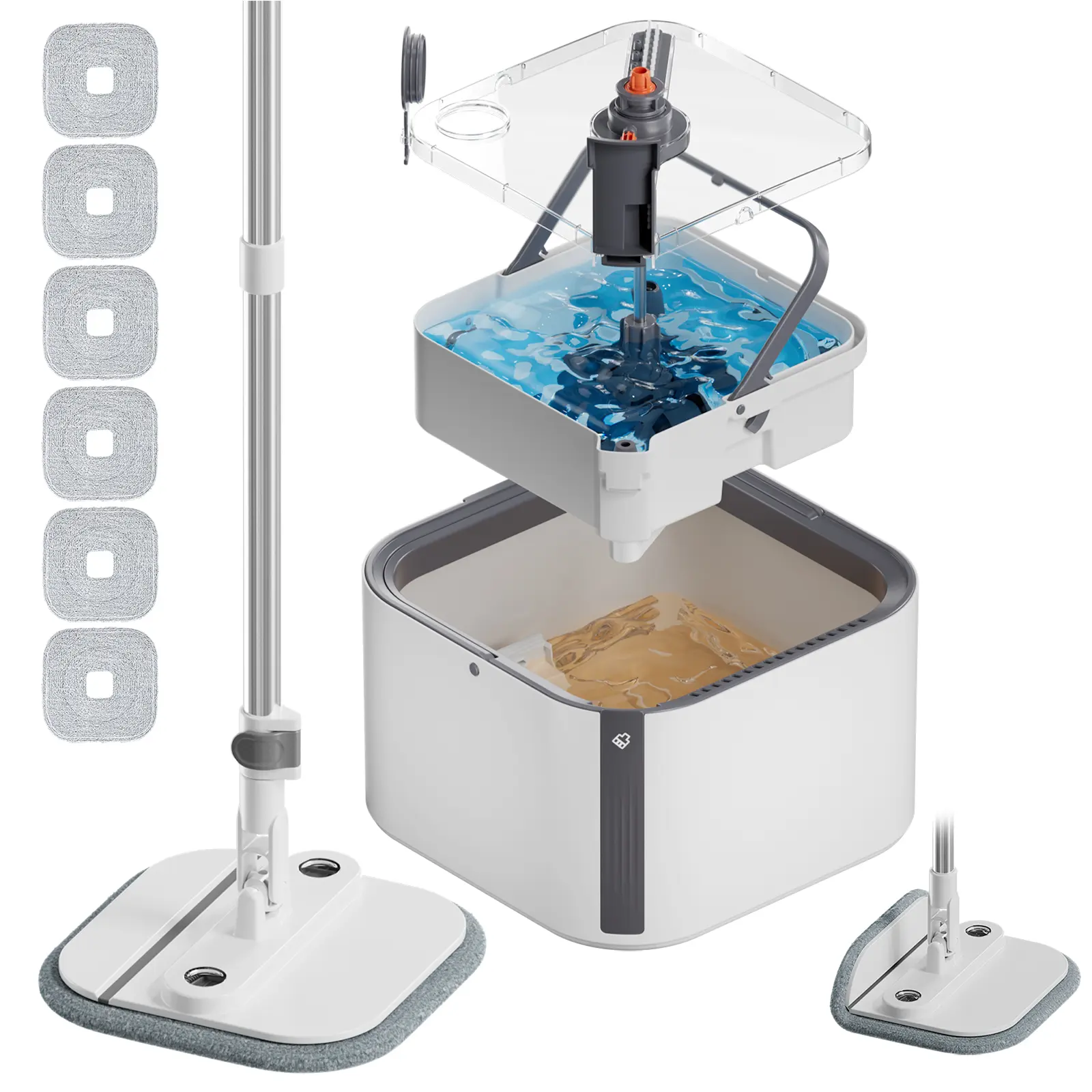 White Gray  (Mop+Bucket+6 Pads)