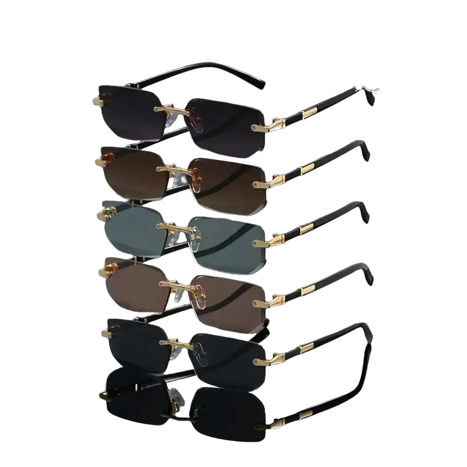 5 Pcs Frameless Edge-Trimmed Glasses, Stylish Glasses, Y2K Style Value Pack, Perfect for Daily Casual Wear, Shopping, Photography Use