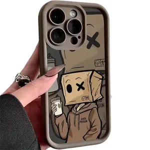 Creative Cartoon Boy Pattern Phone Case for IPhone 16 15 14 Pro Max 13 12 11 XR XS Plus Shockproof Non Slip Military-Grade Protection Silicone Cover
