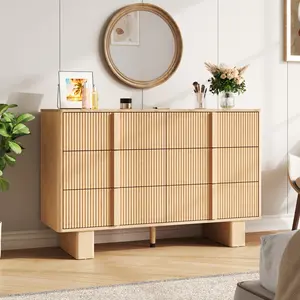 Arc-Shaped Dresser boosts Bedroom Ambiance , 6 Drawer Storage Cabinet