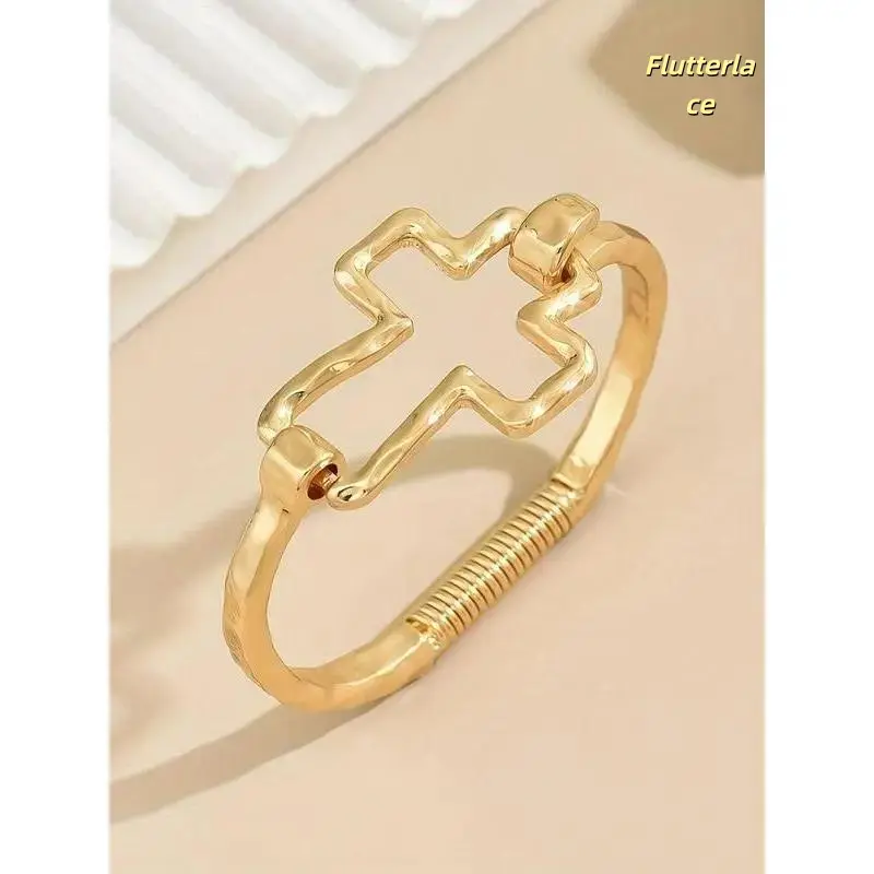 Women's Cross-Shape Lightweight Bangle Bracelet, Stylish Sports Wristband Jewelry, Elegant Sports & Outdoor Accessory, Ideal for Daily Wear or Special Occasions