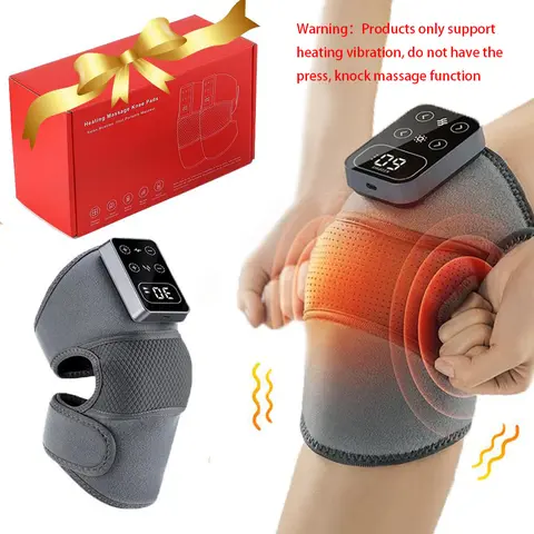 Heated Vibration Knee Pad, 1 Count 5 Level Knee Heating Massager Wrap, Knee Elbow Massage Relaxation Tool for Women & Men, USB Rechargeable Massagers, Relaxation Aid