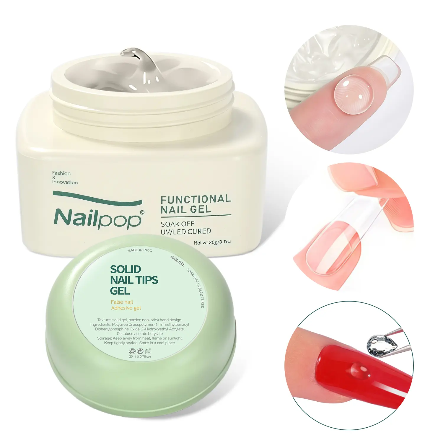 1PC Nailpop 5-in-1 Solid Nail Gel | Mess-Free All-in-One Nail Glue & 3D Carving Base | Beginner-Friendly DIY Manicure Tool Flawless Nail Art