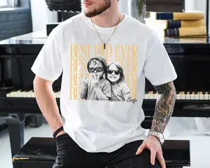 Personalized Best Dad Ever T-Shirt, Custom Photo Dad Tee, Upload Your Picture and Name, Fathers Day Gift Shirt, Unique Family Memory Graphic Tee for Men Women