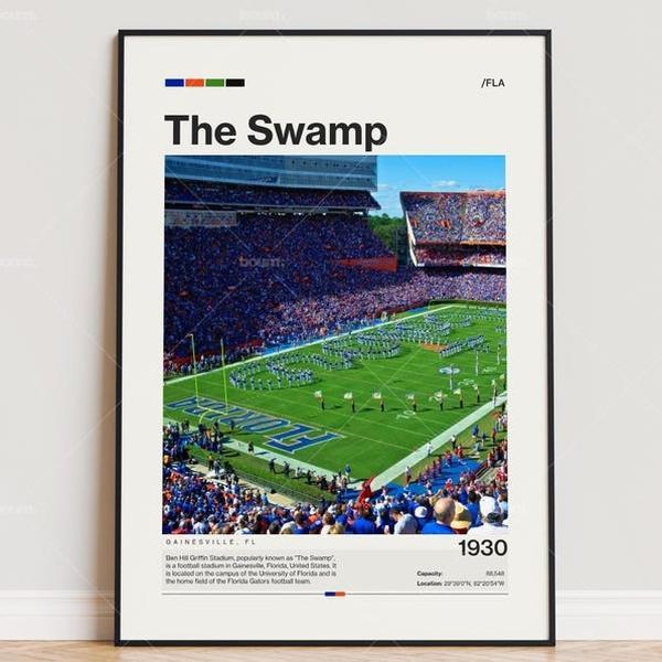 The Swamp Florida Gators Stadium Poster, Stadium Poster, Sports Poster, Football Fan Gift