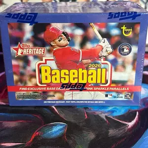 Topps 2026 Topps Heritage Baseball Picture Cards Blaster Box - Exclusive Base Dark Green & Pink Sparkle Parallels