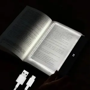 Rechargeable Transparent LED Book Light, Adjustable Brightness Panel Lamp, Night Reading Light with Timer, Fun Gift for Readers