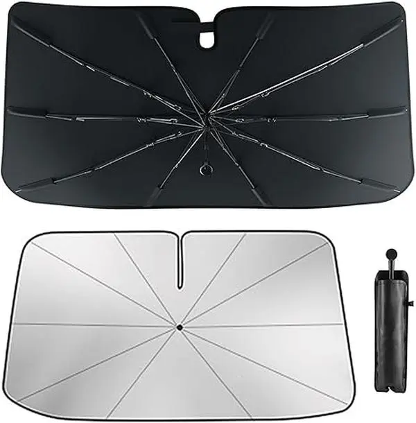 Foldable Anti-UV Windshield Sunshade Multipurpose Car Front Window Heat Protective Umbrella for Sedan SUVs Automotive Exterior Accessories for Men & Women Car Essentials