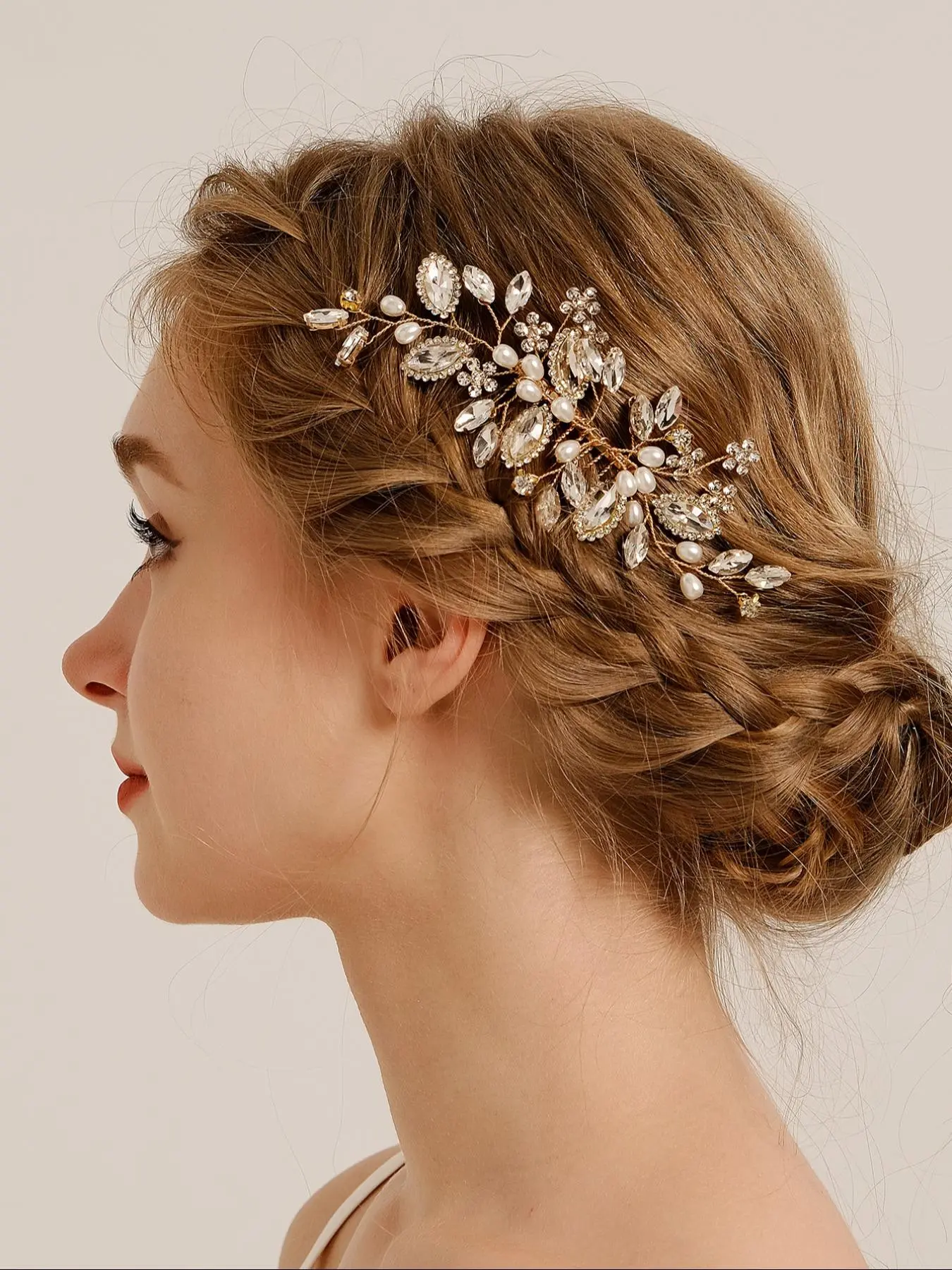 Leaf Design Rhinestone Decorated Hair Comb, Elegant Hair Accessories for Wedding Bridal, Fashion Hair Accessories for Party, Daily Clothing Decor, Decoration