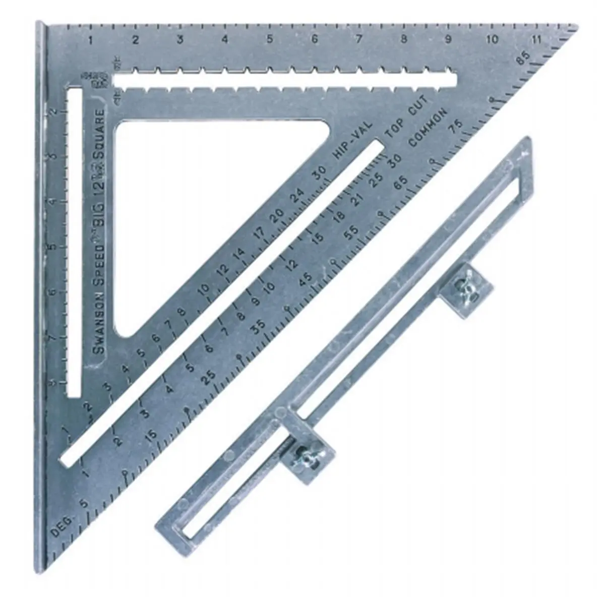 212 MAIN 12in Heavy Gauge Aluminum Speed Square Tool - Includes Layout Bar, Ruler, Instruction Book for Stair Layouts