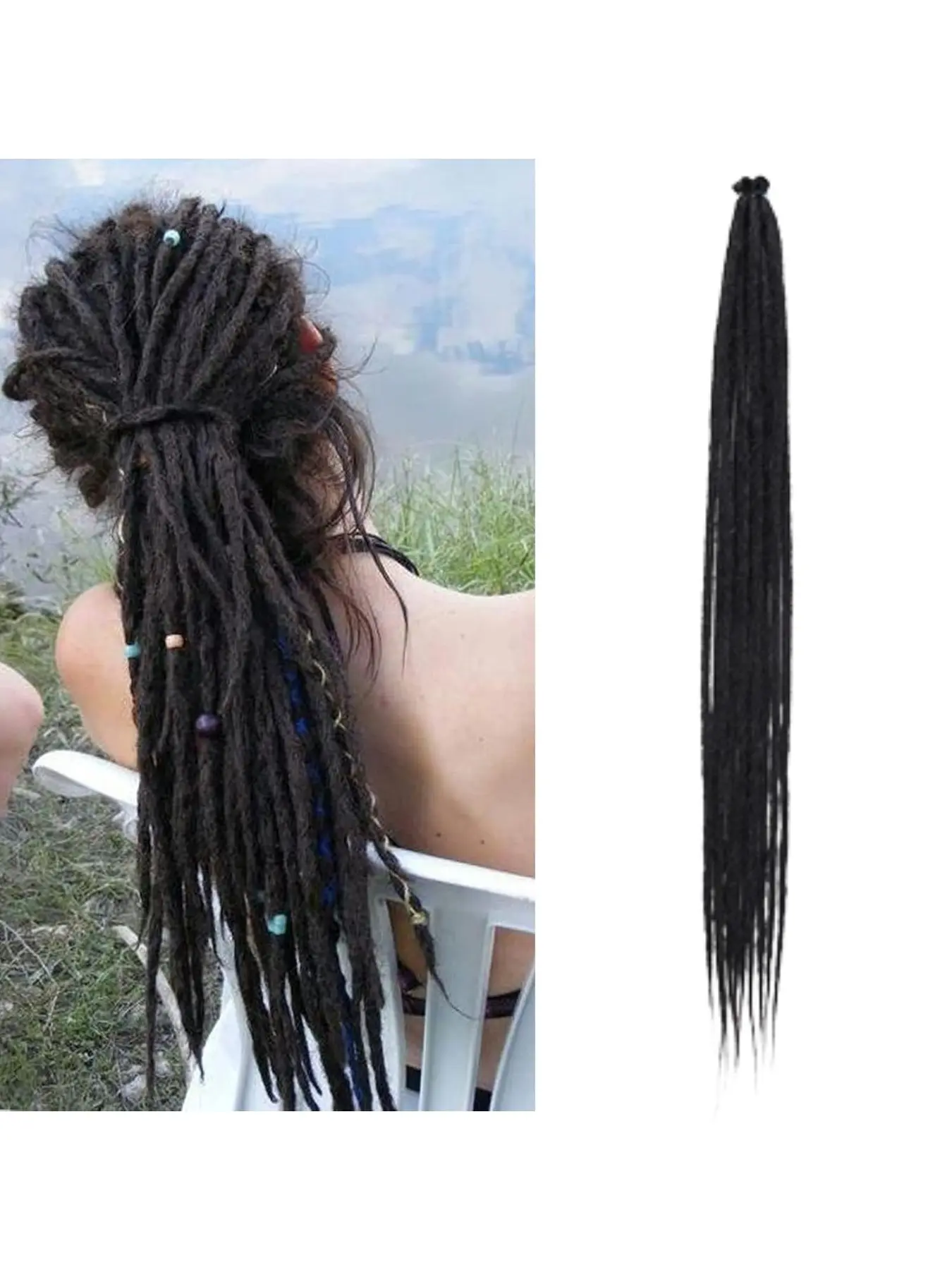 30inch Synthetic Fiber Dreadlocks, Faux Locs, 10 Pieces Per Bundle, Hook-On Extensions, Multi-Color Ponytails, African Style Hairpieces, Fake Hair